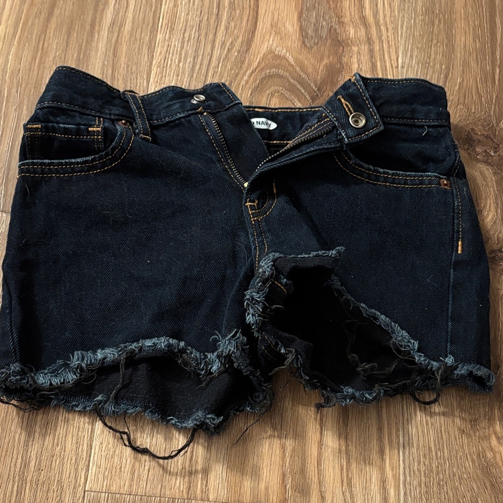 Dark Wash Distressed Denim Shorts